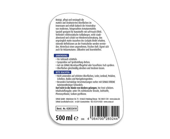 Автополіроль Sonax XTREME Cockpit Reiniger Matteffect 500мл (283241), зображення 7 Автополіроль Sonax XTREME Cockpit Reiniger Matteffect 500мл (283241), зображення 7