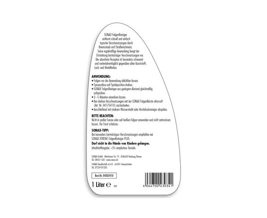 Автомобильный очиститель Sonax Felgenreiniger 1л (430341), изображение 2