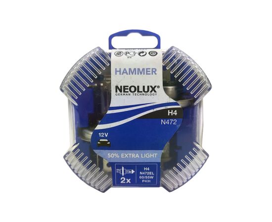 Автолампа Neolux HAMMER H4 Extra Light +50 N472EL (756800)