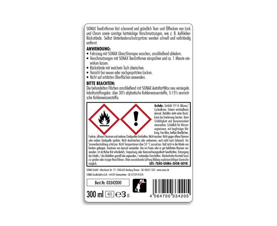 Автомобильный очиститель Sonax Teerentferner 300 мл (334200), изображение 2
