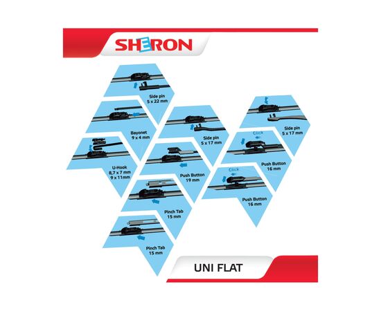 Щетка стеклоочистителя Sheron 400 мм Uni flat (000584), изображение 4 Щетка стеклоочистителя Sheron 400 мм Uni flat (000584), изображение 4