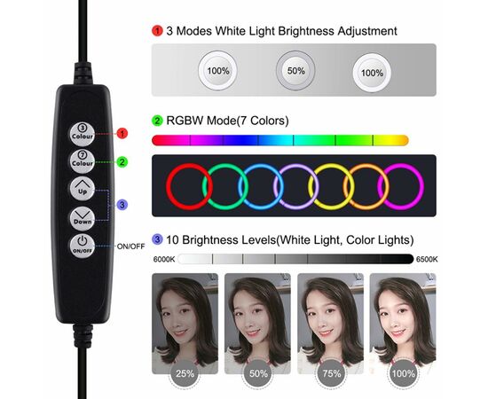 Набор блогера Puluz Ring USB LED lamp PKT3047B 6.2" + table mount (PKT3047B), изображение 2 Набор блогера Puluz Ring USB LED lamp PKT3047B 6.2" + table mount (PKT3047B), изображение 2