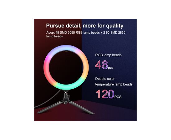 Набор блогера Puluz Ring USB LED lamp PKT3082B 10" + table stand (PKT3082B), изображение 5 Набор блогера Puluz Ring USB LED lamp PKT3082B 10" + table stand (PKT3082B), изображение 5