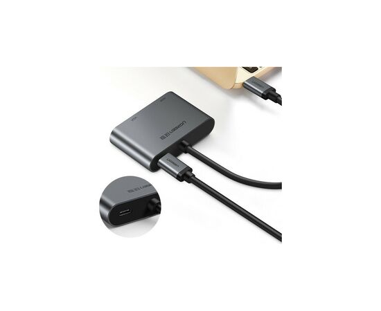 Концентратор Type-C M to HDMI+VGA Adapter with PD CM162 (Silver) Ugreen (50505), изображение 2 Концентратор Type-C M to HDMI+VGA Adapter with PD CM162 (Silver) Ugreen (50505), изображение 2