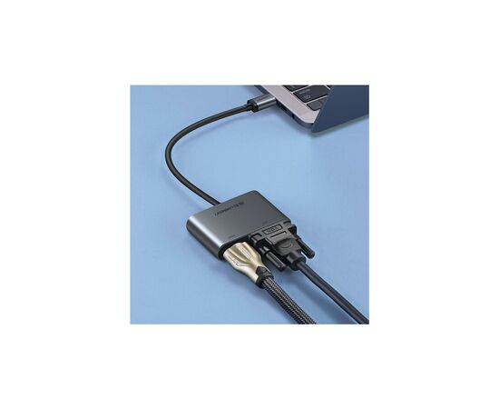 Концентратор Type-C M to HDMI+VGA Adapter with PD CM162 (Silver) Ugreen (50505), изображение 4 Концентратор Type-C M to HDMI+VGA Adapter with PD CM162 (Silver) Ugreen (50505), изображение 4