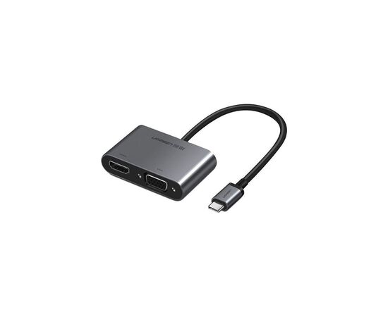 Концентратор Type-C M to HDMI+VGA Adapter with PD CM162 (Silver) Ugreen (50505)
