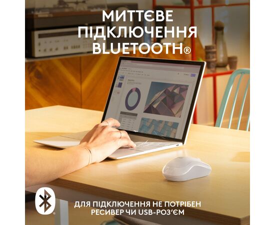 Мышка Logitech M240 Silent Wireless Off-White (910-007120), изображение 3 Мышка Logitech M240 Silent Wireless Off-White (910-007120), изображение 3