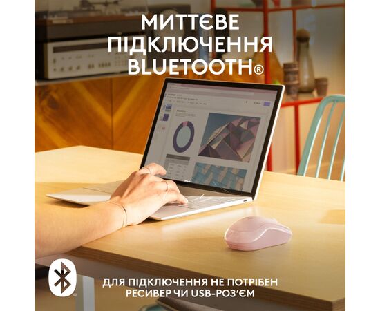 Мишка Logitech M240 Silent Wireless Rose (910-007121), зображення 3 Мишка Logitech M240 Silent Wireless Rose (910-007121), зображення 3