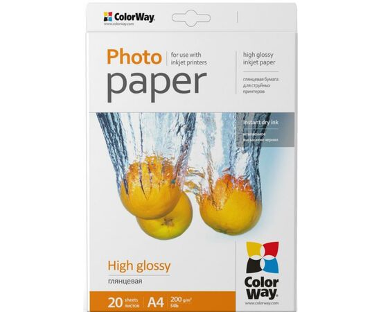 Фотобумага ColorWay A4 200г glossy 20л (PG200020A4)
