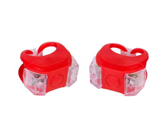 Комплект велофар Velotrade мигалка 2шт BC-RL8002 белый+красный свет LED, красный корпус (L-015)
