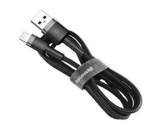 Дата кабель USB 2.0 AM to Lightning 0.5m Cafule 2.4A grey+black Baseus (CALKLF-AG1)