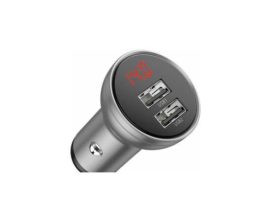 Зарядное устройство Baseus Digital Display Dual USB 4.8A 24W silver (CCBX-0S), изображение 3 Зарядное устройство Baseus Digital Display Dual USB 4.8A 24W silver (CCBX-0S), изображение 3