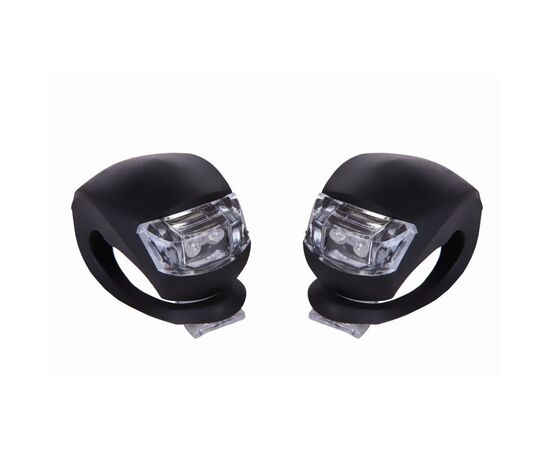 Комплект велофар Velotrade мигалка 2шт BC-RL8001 белый+красный свет LED, черный корпус (L-014)
