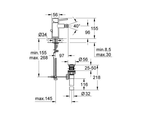 Смеситель Grohe BauClassic OHM bidet (32864000), изображение 2 Смеситель Grohe BauClassic OHM bidet (32864000), изображение 2