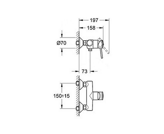 Смеситель Grohe BauClassic OHM shower exposed (32867000), изображение 2 Смеситель Grohe BauClassic OHM shower exposed (32867000), изображение 2