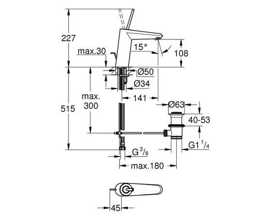 Смеситель Grohe EUD Joystick (23427000), изображение 2 Смеситель Grohe EUD Joystick (23427000), изображение 2