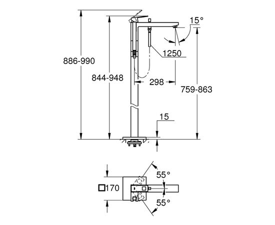Смеситель Grohe Eurocube (23672001), изображение 2 Смеситель Grohe Eurocube (23672001), изображение 2