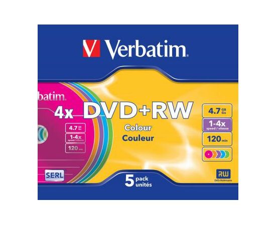 Диск DVD Verbatim 4.7Gb 4x SlimCase 5шт Color (43297), изображение 3 Диск DVD Verbatim 4.7Gb 4x SlimCase 5шт Color (43297), изображение 3
