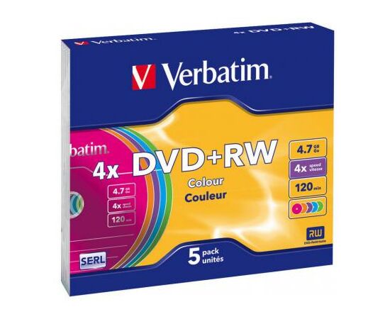 Диск DVD Verbatim 4.7Gb 4x SlimCase 5шт Color (43297), изображение 2 Диск DVD Verbatim 4.7Gb 4x SlimCase 5шт Color (43297), изображение 2