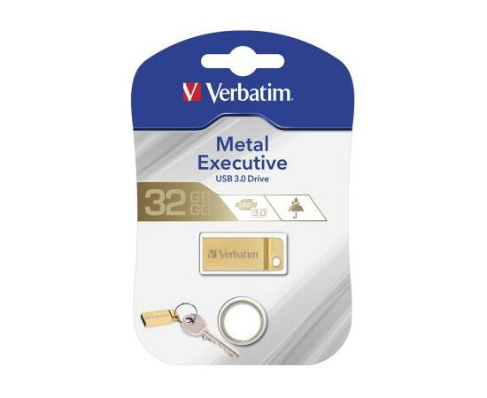 USB флеш накопитель Verbatim 32GB Metal Executive Gold USB 3.0 (99105), изображение 4 USB флеш накопитель Verbatim 32GB Metal Executive Gold USB 3.0 (99105), изображение 4