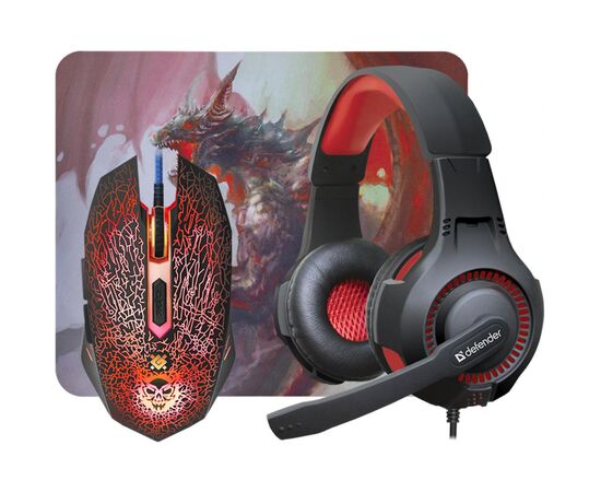 Мышка Defender DragonBorn MHP-003 kit mouse+mouse pad+headset (52003)
