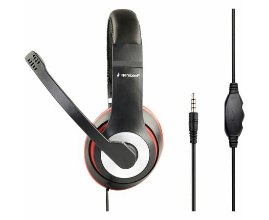 Наушники Gembird MHS-03-BKRD Black/Red (MHS-03-BKRD), изображение 2 Наушники Gembird MHS-03-BKRD Black/Red (MHS-03-BKRD), изображение 2