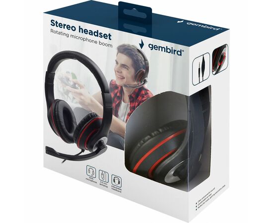 Наушники Gembird MHS-03-BKRD Black/Red (MHS-03-BKRD), изображение 5 Наушники Gembird MHS-03-BKRD Black/Red (MHS-03-BKRD), изображение 5