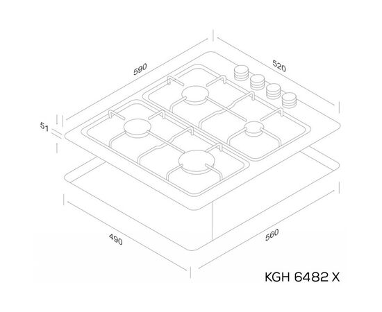 Варочная поверхность Kernau KGH 6482 X, изображение 3 Варочная поверхность Kernau KGH 6482 X, изображение 3