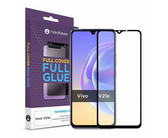 Стекло защитное MakeFuture Vivo V21e Full Cover Full Glue (MGF-VV21E)