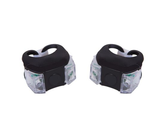 Комплект велофар Velotrade мигалка 2шт BC-RL8002 белый+красный свет LED, черный корпус (L-021)