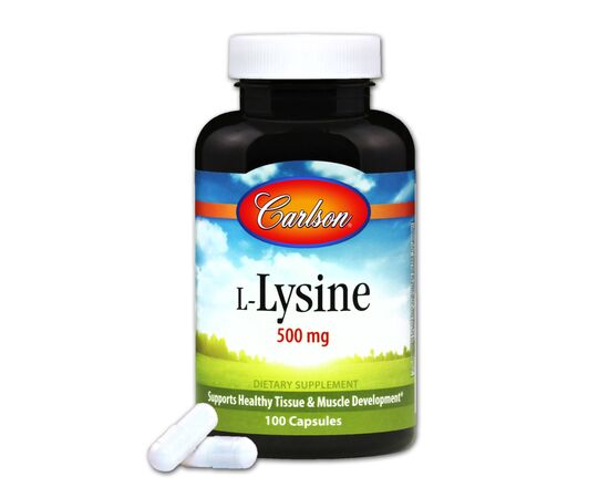 Амінокислота Carlson Лізин 500мг, L-Lysine, 100 капсул (CL6881)