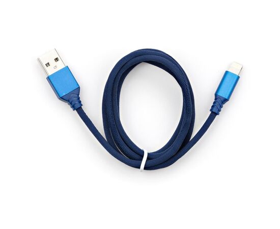 Дата кабель USB 2.0 AM to Lightning nylon 1m blue Vinga (VCPDCLNB21B)