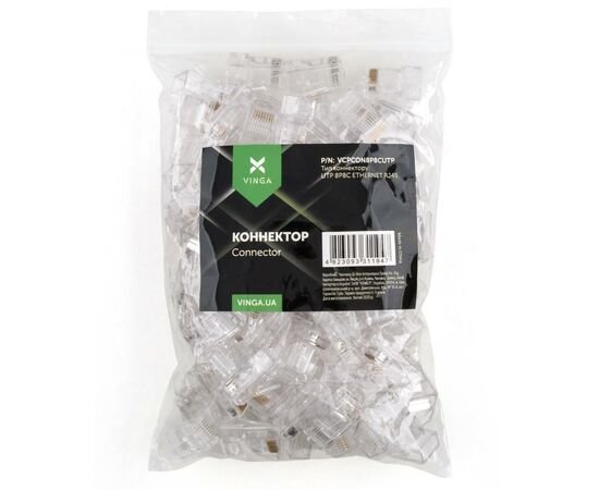 Коннектор Vinga RJ-45 UTP 100 шт. (VCPCON8P8CUTP)