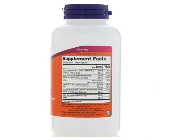 Витаминно-минеральный комплекс Now Foods Комплекс B-50, 250 Вегетарианских Капсул (NOW-00422), изображение 2 Витаминно-минеральный комплекс Now Foods Комплекс B-50, 250 Вегетарианских Капсул (NOW-00422), изображение 2