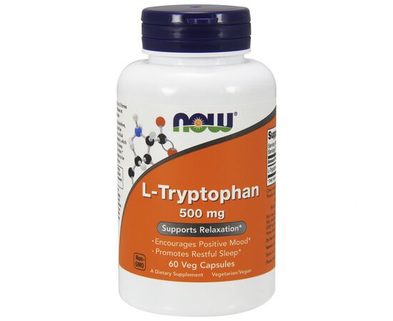 Аминокислота Now Foods L-Триптофан, 500 мг, 60 вегетарианских капсул (NF0166)
