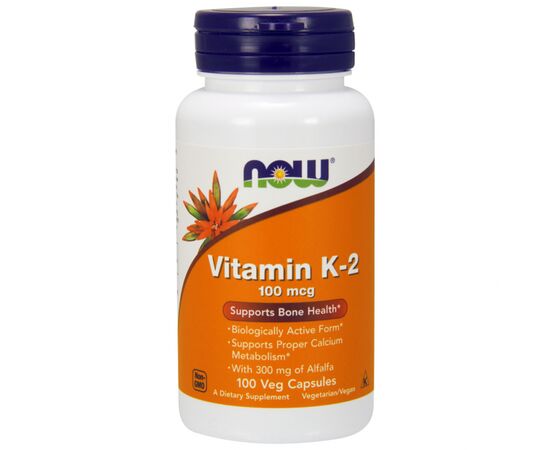 Вітамін Now Foods Вітамін К2 100 мкг, 100 вегетаріанських капсул (NOW-00990)