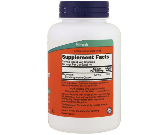 Минералы Now Foods Цитрат Магния, Magnesium Citrate, 120 капсул (NOW-01294), изображение 2