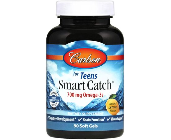 Жирные кислоты Carlson Омега-3 для Подростков, Teens Smart Catch, 90 желатиновых к (CL1611)