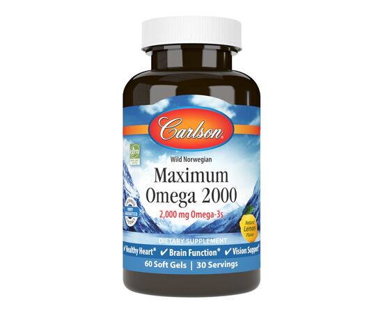 Жирные кислоты Carlson Омега Максимум 2000, Вкус Лимона, Maximum Omega 2000, 60 же (CL17200)