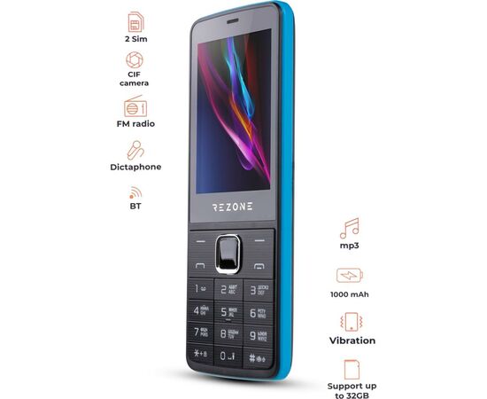 Мобильный телефон Rezone A280 Ocean Black Blue, изображение 2 Мобильный телефон Rezone A280 Ocean Black Blue, изображение 2