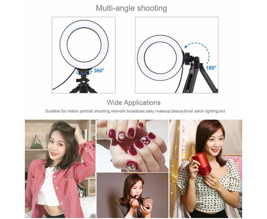 Набор блогера Puluz Ring USB LED lamp PKT3058B 4.7" + tripod 12 см (PKT3058B), изображение 3 Набор блогера Puluz Ring USB LED lamp PKT3058B 4.7" + tripod 12 см (PKT3058B), изображение 3