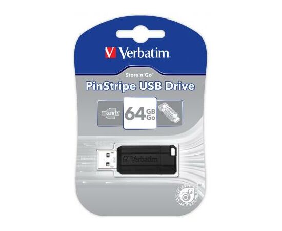 USB флеш накопитель Verbatim 64GB Store 'n' Go PinStripe Black USB 2.0 (49065), изображение 5 USB флеш накопитель Verbatim 64GB Store 'n' Go PinStripe Black USB 2.0 (49065), изображение 5