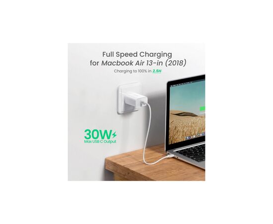 Зарядное устройство Ugreen CD127 Type-C PD 30W Charger (White) (70161), изображение 4 Зарядное устройство Ugreen CD127 Type-C PD 30W Charger (White) (70161), изображение 4