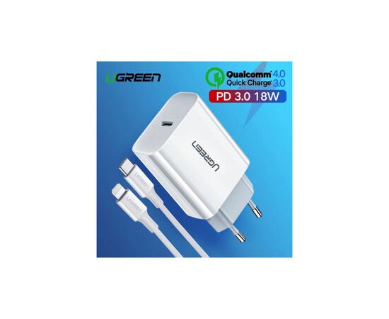 Зарядное устройство Ugreen CD137 Type-C PD 20W Charger (White) (60450), изображение 3 Зарядное устройство Ugreen CD137 Type-C PD 20W Charger (White) (60450), изображение 3