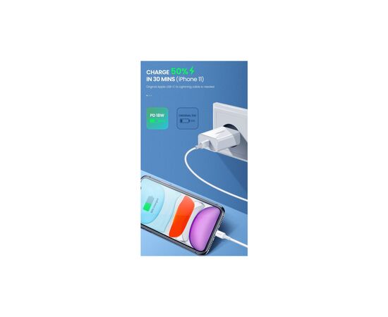 Зарядное устройство Ugreen CD137 Type-C PD 20W Charger (White) (60450), изображение 6 Зарядное устройство Ugreen CD137 Type-C PD 20W Charger (White) (60450), изображение 6