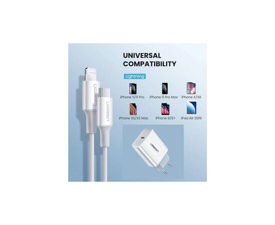 Зарядное устройство Ugreen CD137 Type-C PD 20W Charger (White) (60450), изображение 7 Зарядное устройство Ugreen CD137 Type-C PD 20W Charger (White) (60450), изображение 7