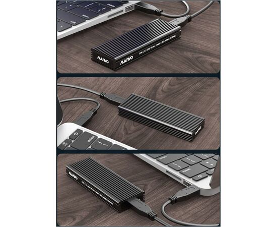 Карман внешний Maiwo M.2 SSD NVMe/SATA combo USB3.1 GEN2 Type-C al. (K1687P2), изображение 5 Карман внешний Maiwo M.2 SSD NVMe/SATA combo USB3.1 GEN2 Type-C al. (K1687P2), изображение 5