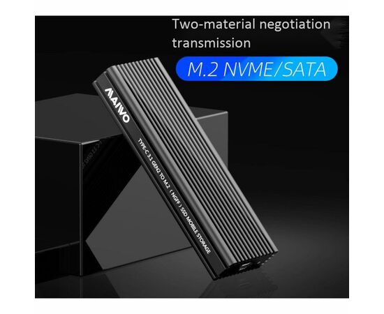 Карман внешний Maiwo M.2 SSD NVMe/SATA combo USB3.1 GEN2 Type-C al. (K1687P2), изображение 6 Карман внешний Maiwo M.2 SSD NVMe/SATA combo USB3.1 GEN2 Type-C al. (K1687P2), изображение 6