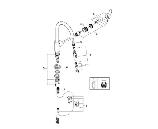 Смеситель Grohe Eurostyl Cosmopolitan (31482003), изображение 4 Смеситель Grohe Eurostyl Cosmopolitan (31482003), изображение 4
