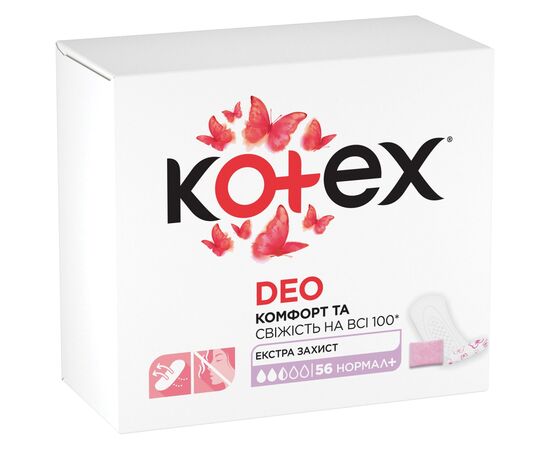 Ежедневные прокладки Kotex Normal Plus Deo 56 шт. (5029053548265), изображение 2 Ежедневные прокладки Kotex Normal Plus Deo 56 шт. (5029053548265), изображение 2